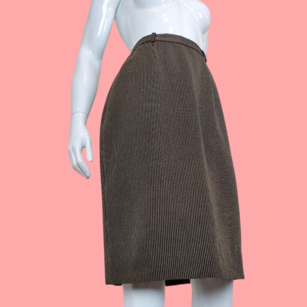 Vintage 80s Rafaella Tan & Black Striped Pencil Skirt